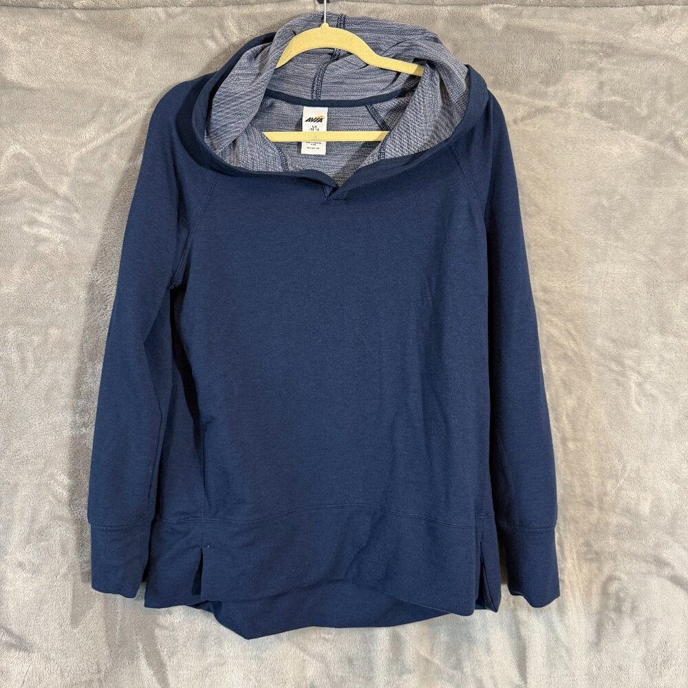 Avia Navy Active Hoodie Women's Size L Lightweight Pullover Knit Blue
